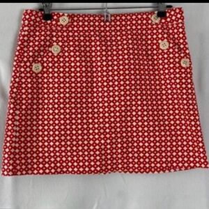 J. Crew Red and White Patterned Mini Skirt